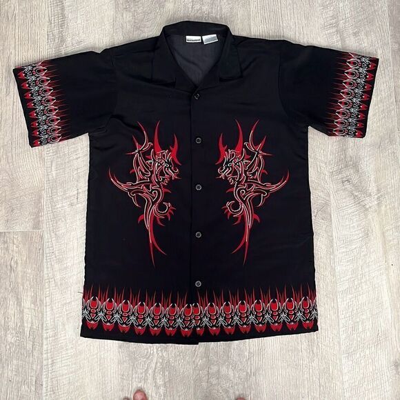 Y2K Style No Boundaries Short Sleeve Button Down Shirt - Picture 1 of 2